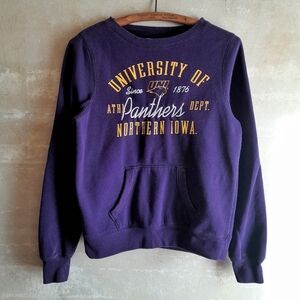 317a. purple University of Northern Iowa UNI Panthers embroidered sweatshirt, S